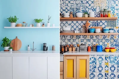 ¿Pintar las paredes de la cocina o decorar con azulejos